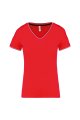 Dames T-shirt V Hals Kariban K394 RED-NAVY-WHITE